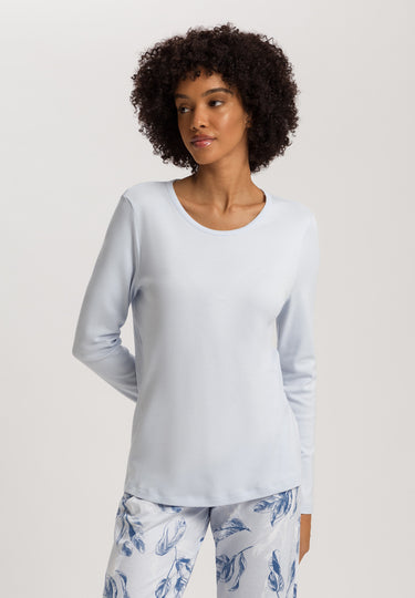 Loungy Nights Relaxed Round Neck Cotton Top | Powder Blue 76491-2512